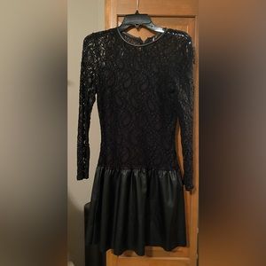 Express faux leather and lace dress